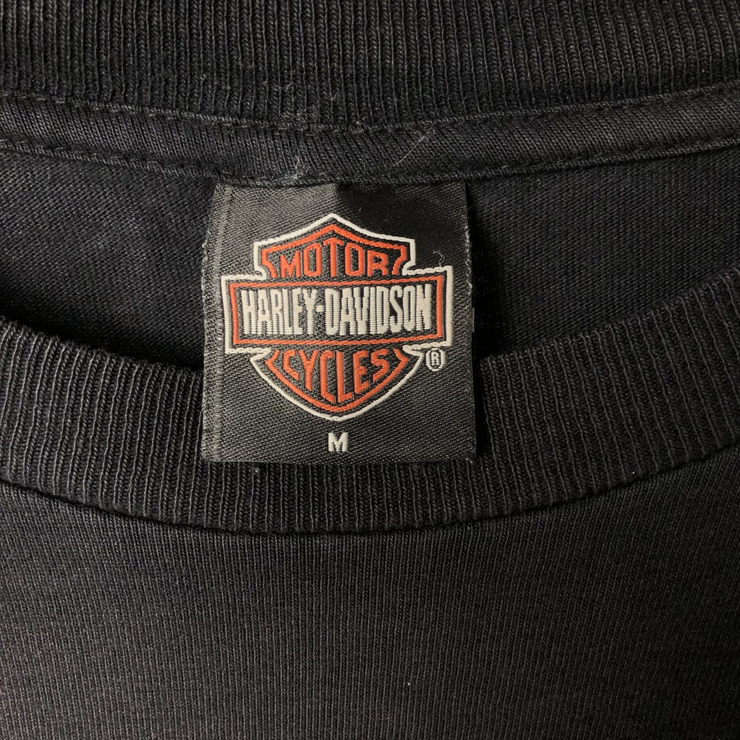 2000'S Harley-Davidson Motorcycle Eagle Pattern Fire Pattern Long Sleeve T-Shirt Made in USA cotton black type Vintage Second Hand