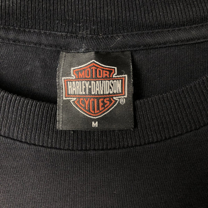 2000'S Harley-Davidson Motorcycle Eagle Pattern Fire Pattern Long Sleeve T-Shirt Made in USA cotton black type Vintage Second Hand