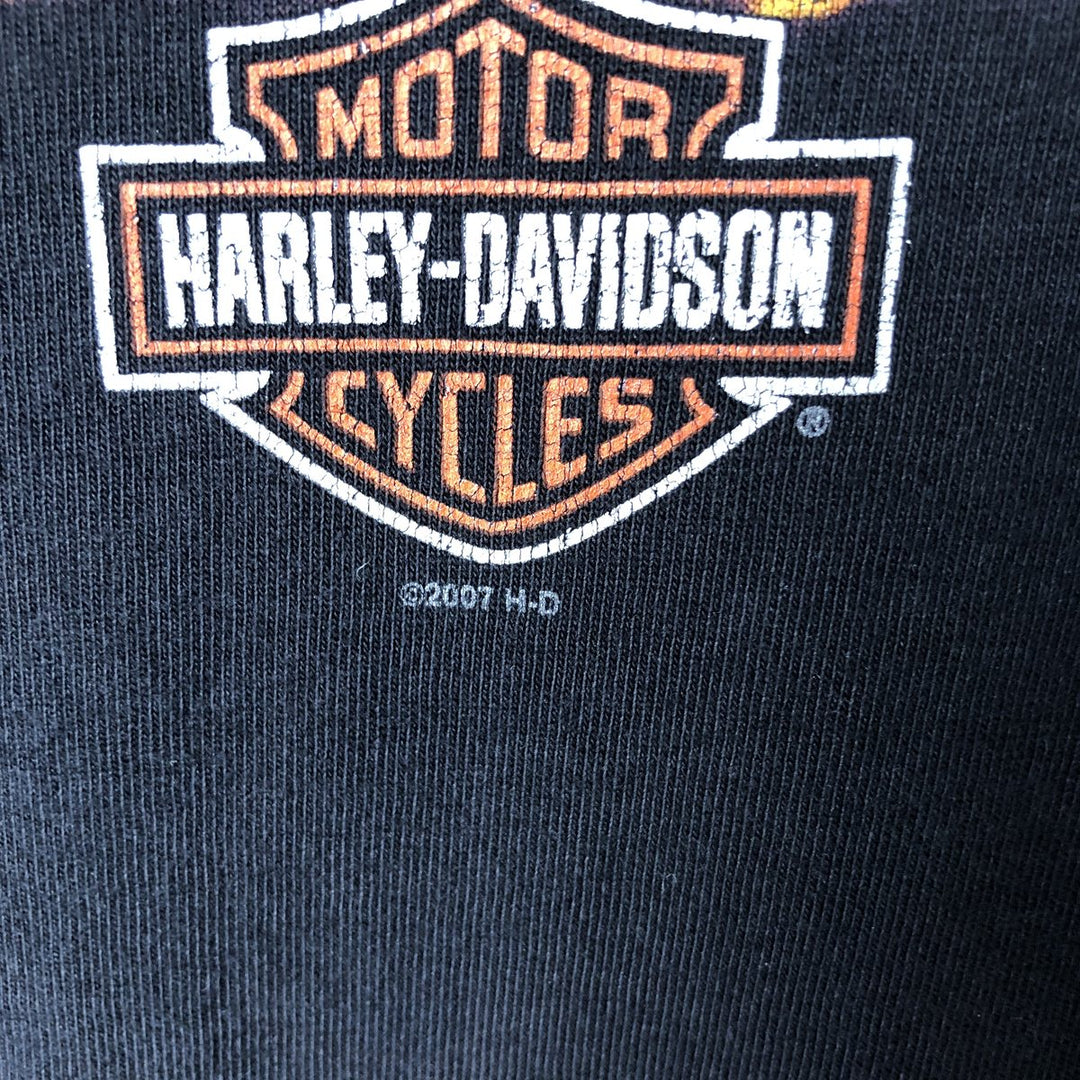 2000'S Harley-Davidson Motorcycle Eagle Pattern Fire Pattern Long Sleeve T-Shirt Made in USA cotton black type Vintage Second Hand