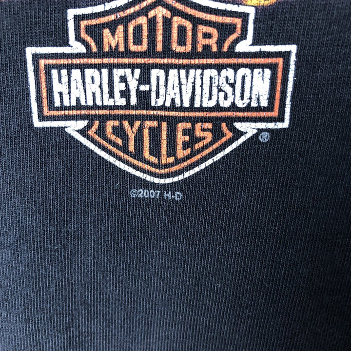 2000'S Harley-Davidson Motorcycle Eagle Pattern Fire Pattern Long Sleeve T-Shirt Made in USA cotton black type Vintage Second Hand