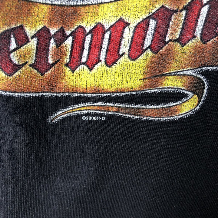 2000'S Harley-Davidson Motorcycle Eagle Pattern Fire Pattern Long Sleeve T-Shirt Made in USA cotton black type Vintage Second Hand