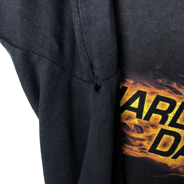 2000'S Harley-Davidson Motorcycle Eagle Pattern Fire Pattern Long Sleeve T-Shirt Made in USA cotton black type Vintage Second Hand