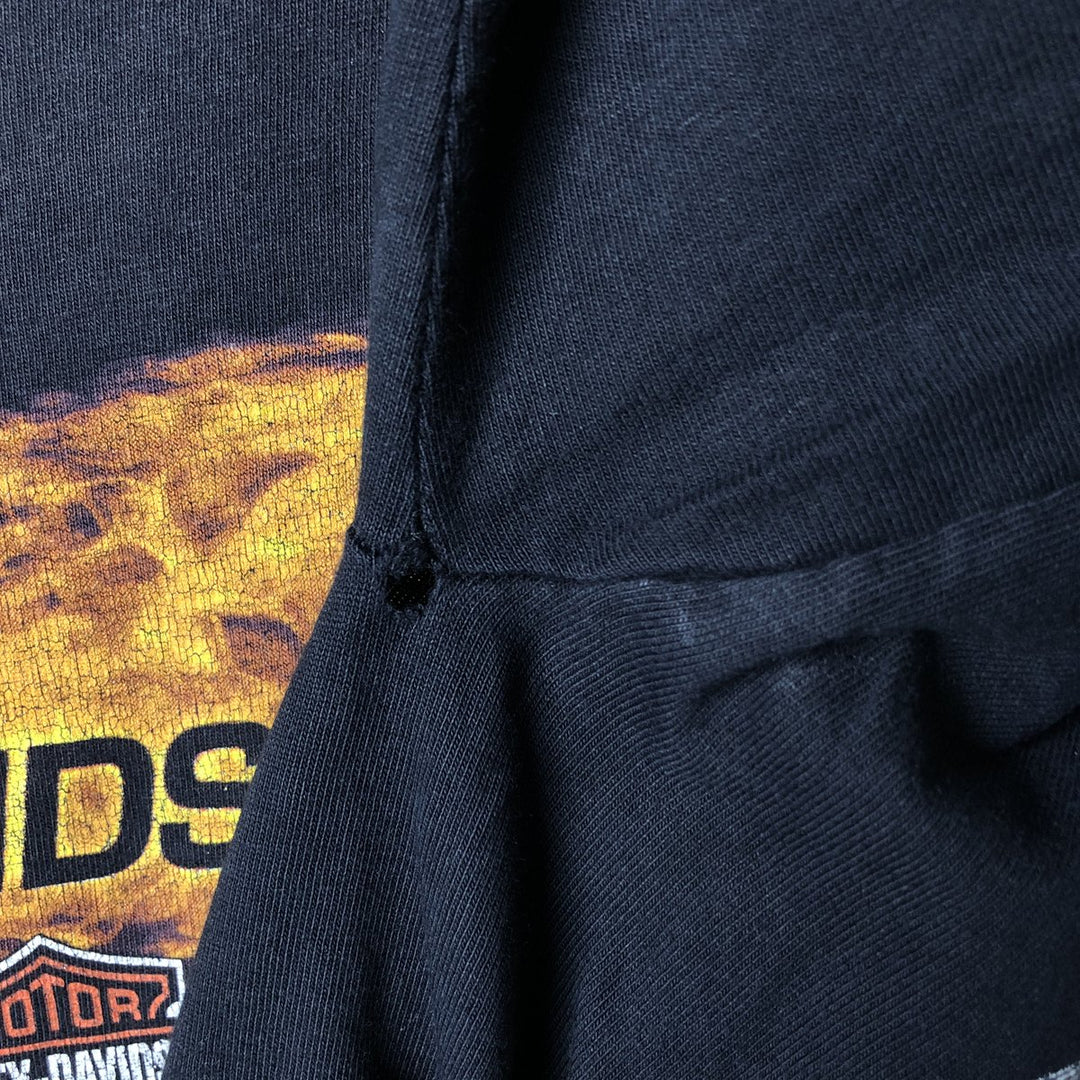 2000'S Harley-Davidson Motorcycle Eagle Pattern Fire Pattern Long Sleeve T-Shirt Made in USA cotton black type Vintage Second Hand