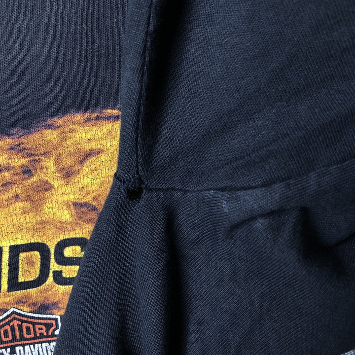 2000'S Harley-Davidson Motorcycle Eagle Pattern Fire Pattern Long Sleeve T-Shirt Made in USA cotton black type Vintage Second Hand