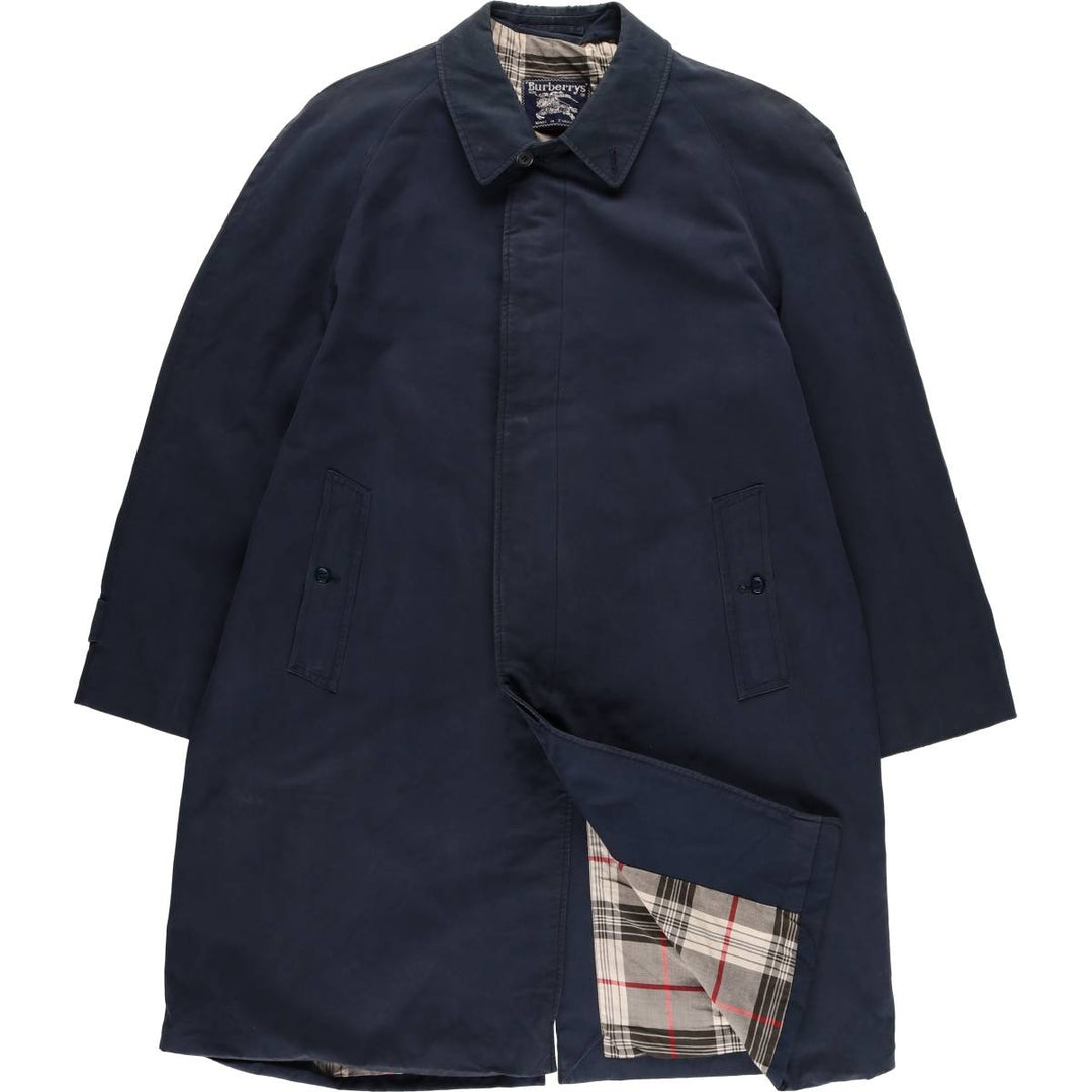 Burberry's 100% cotton Balmacaan coat, made in England, size L. cotton navy blue type Vintage Second Hand