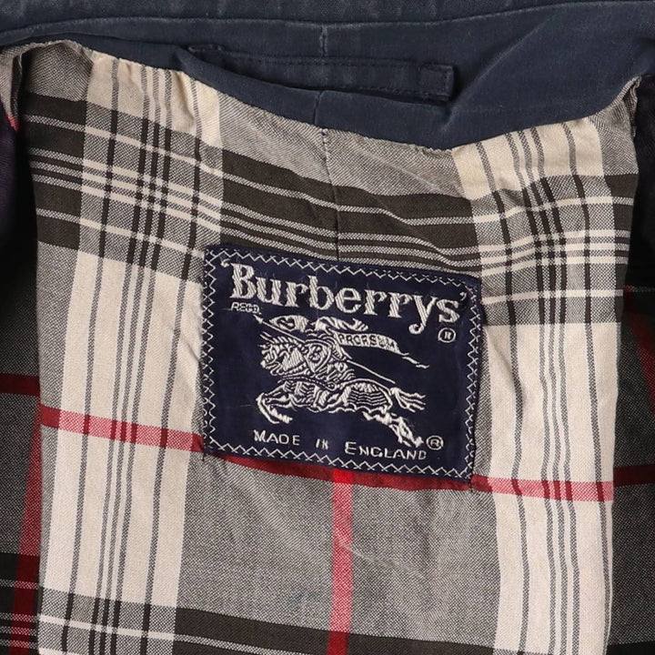 Burberry's 100% cotton Balmacaan coat, made in England, size L. cotton navy blue type Vintage Second Hand