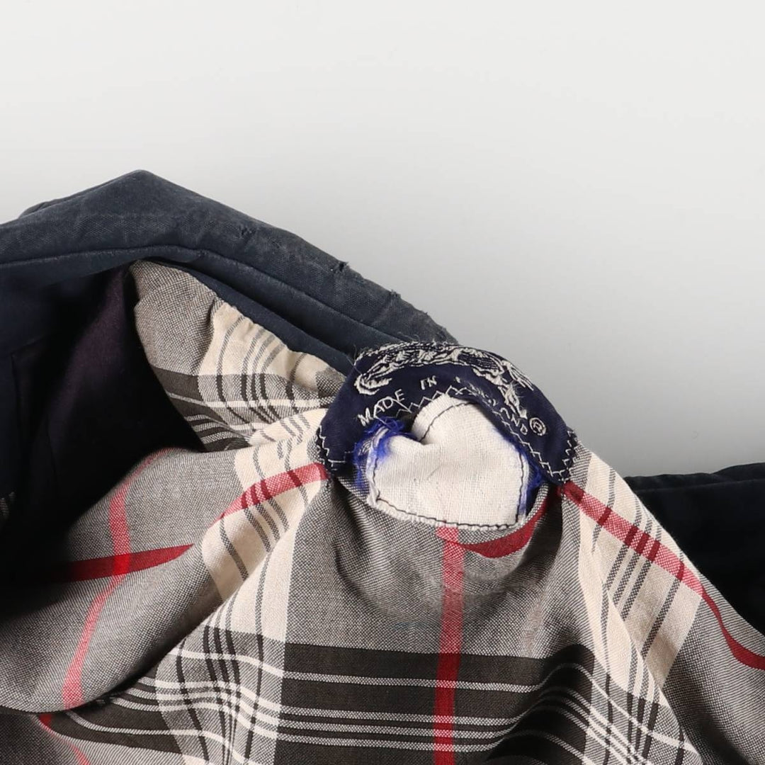 Burberry's 100% cotton Balmacaan coat, made in England, size L. cotton navy blue type Vintage Second Hand