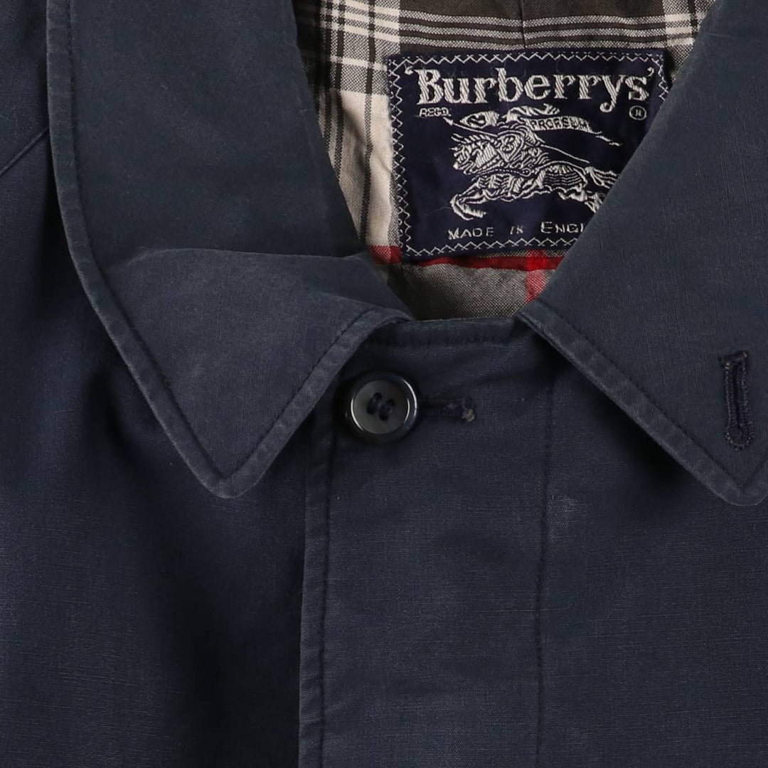 Burberry's 100% cotton Balmacaan coat, made in England, size L. cotton navy blue type Vintage Second Hand