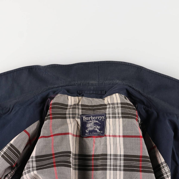 Burberry's 100% cotton Balmacaan coat, made in England, size L. cotton navy blue type Vintage Second Hand