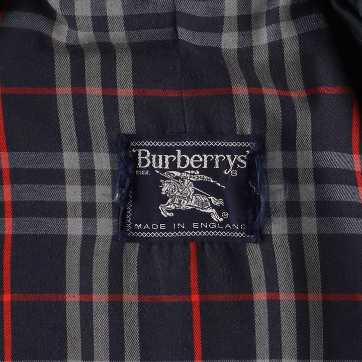 90'S Burberry 100% Cotton Balmacaan Coat, Made in England, Vintage, Men's Size L cotton navy blue type Vintage Second Hand