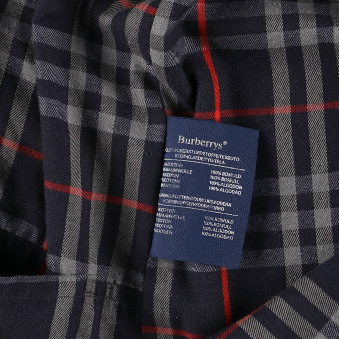 90'S Burberry 100% Cotton Balmacaan Coat, Made in England, Vintage, Men's Size L cotton navy blue type Vintage Second Hand