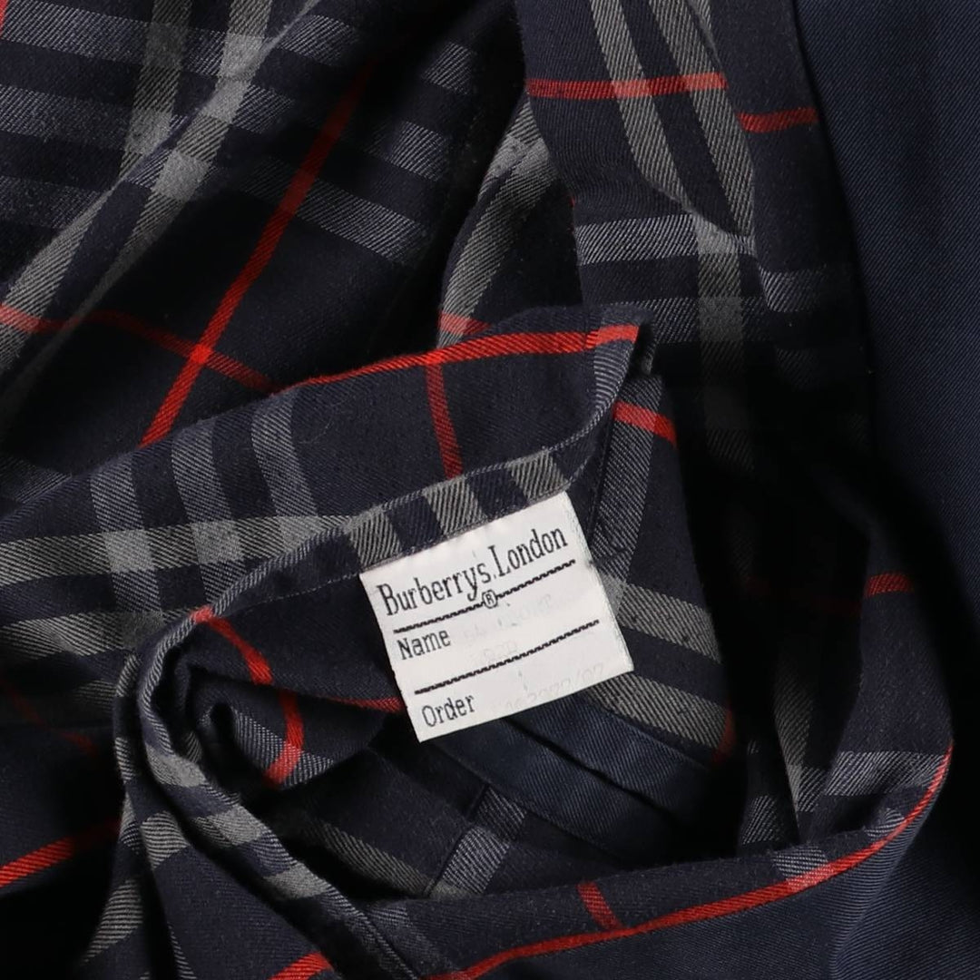 90'S Burberry 100% Cotton Balmacaan Coat, Made in England, Vintage, Men's Size L cotton navy blue type Vintage Second Hand