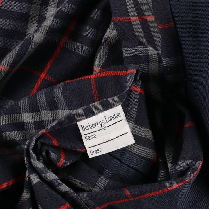 90'S Burberry 100% Cotton Balmacaan Coat, Made in England, Vintage, Men's Size L cotton navy blue type Vintage Second Hand