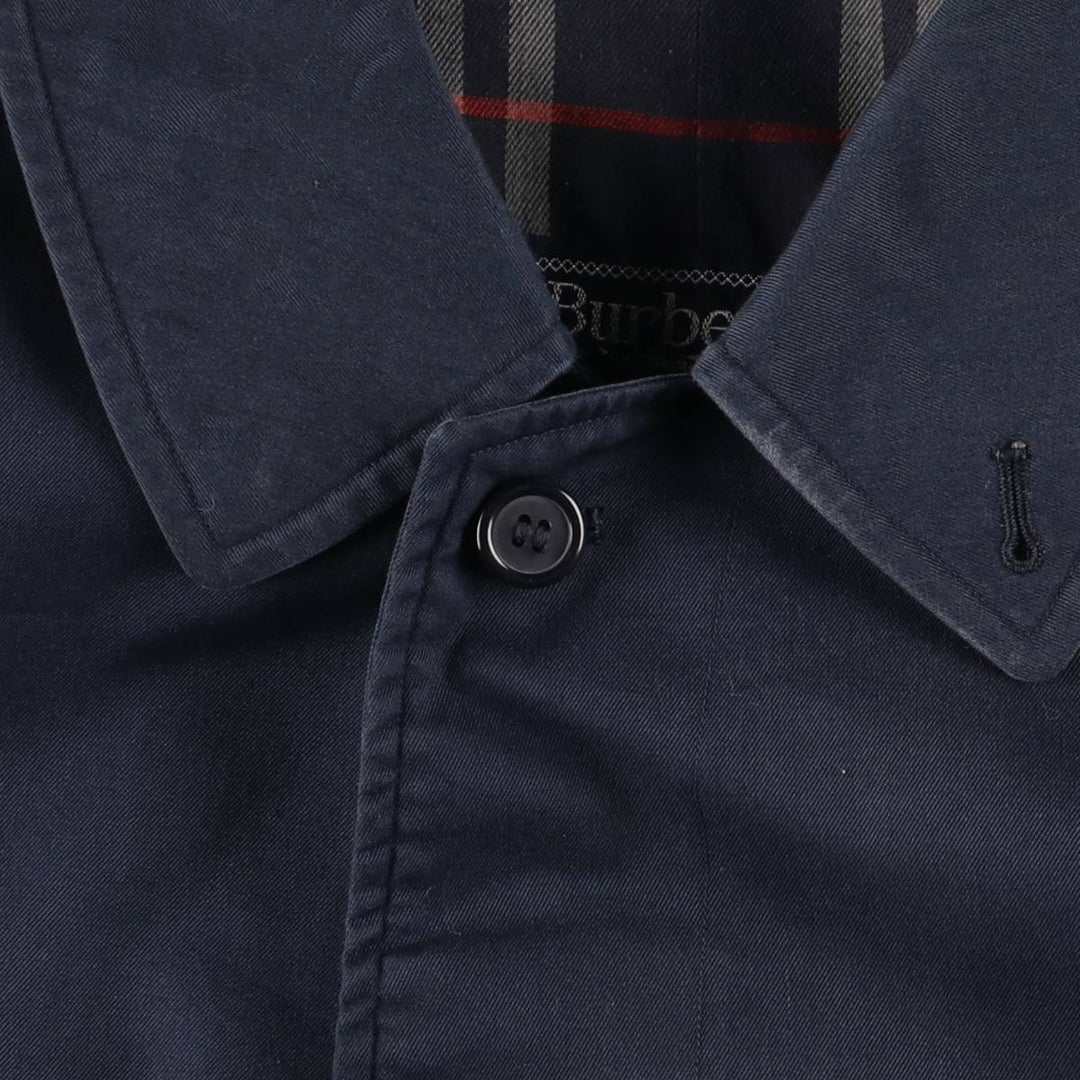 90'S Burberry 100% Cotton Balmacaan Coat, Made in England, Vintage, Men's Size L cotton navy blue type Vintage Second Hand