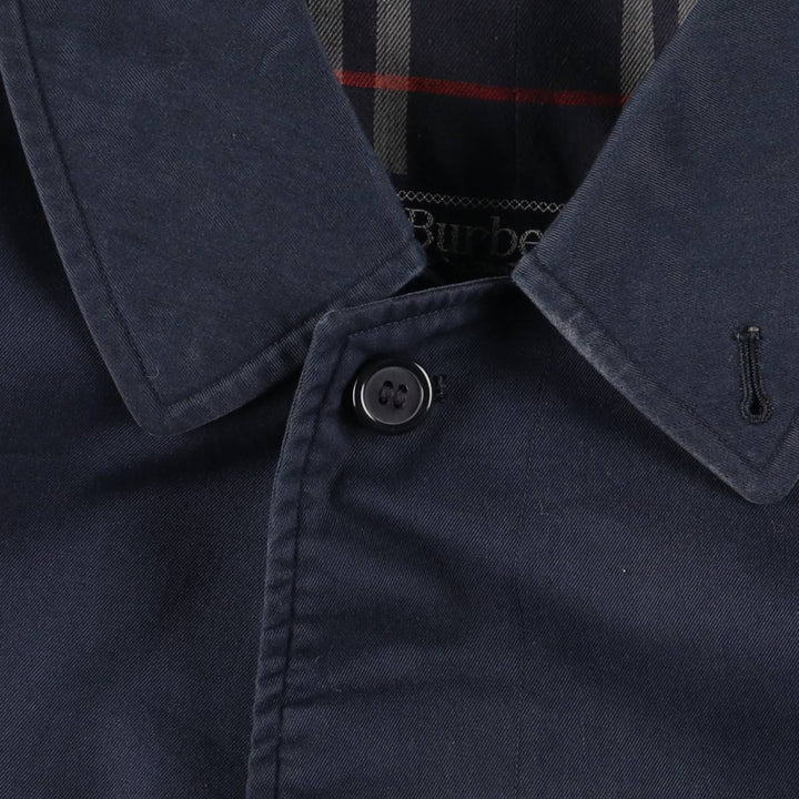 90'S Burberry 100% Cotton Balmacaan Coat, Made in England, Vintage, Men's Size L cotton navy blue type Vintage Second Hand