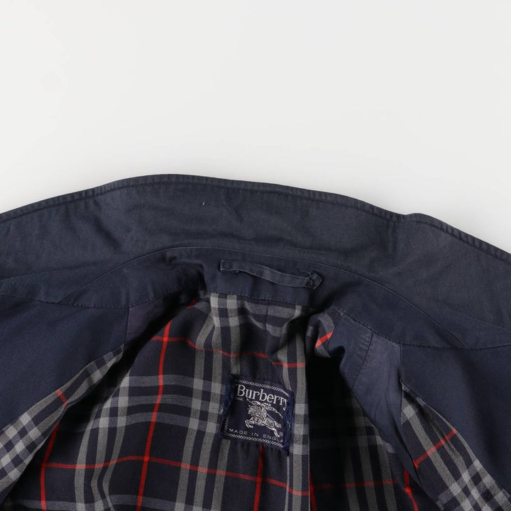 90'S Burberry 100% Cotton Balmacaan Coat, Made in England, Vintage, Men's Size L cotton navy blue type Vintage Second Hand