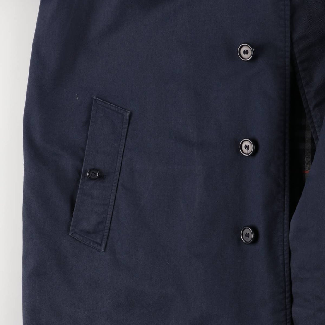 90'S Burberry 100% Cotton Balmacaan Coat, Made in England, Vintage, Men's Size L cotton navy blue type Vintage Second Hand
