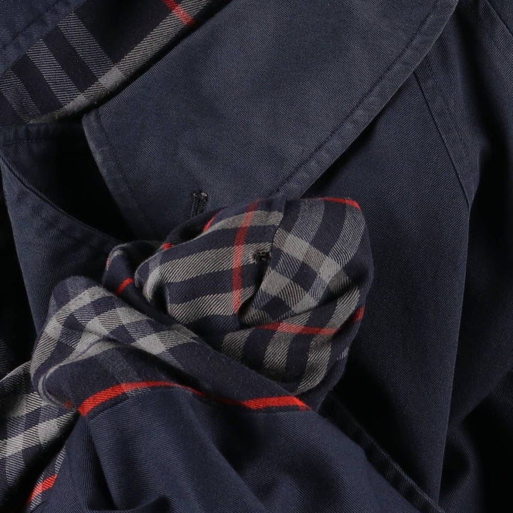 90'S Burberry 100% Cotton Balmacaan Coat, Made in England, Vintage, Men's Size L cotton navy blue type Vintage Second Hand