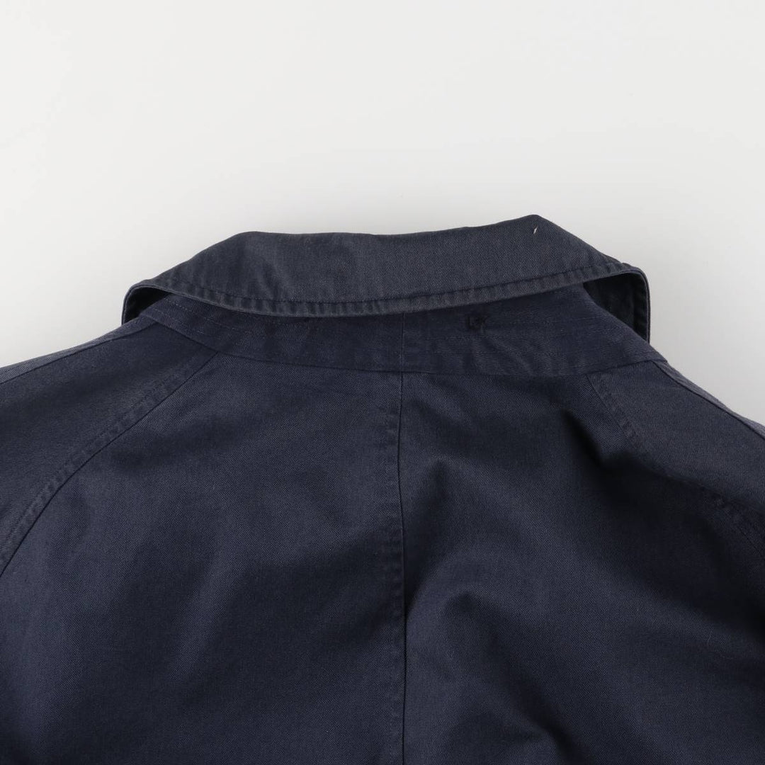 90'S Burberry 100% Cotton Balmacaan Coat, Made in England, Vintage, Men's Size L cotton navy blue type Vintage Second Hand