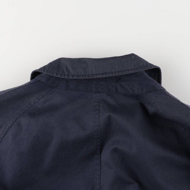 90'S Burberry 100% Cotton Balmacaan Coat, Made in England, Vintage, Men's Size L cotton navy blue type Vintage Second Hand