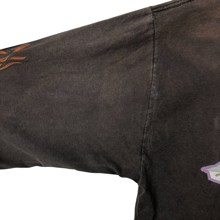 2000'S Harley-Davidson Motorcycle Eagle Pattern Fire Pattern Long Sleeve T-Shirt Made in USA cotton Charcoal Vintage Second Hand