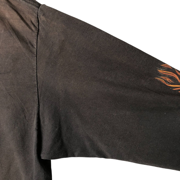 2000'S Harley-Davidson Motorcycle Eagle Pattern Fire Pattern Long Sleeve T-Shirt Made in USA cotton Charcoal Vintage Second Hand