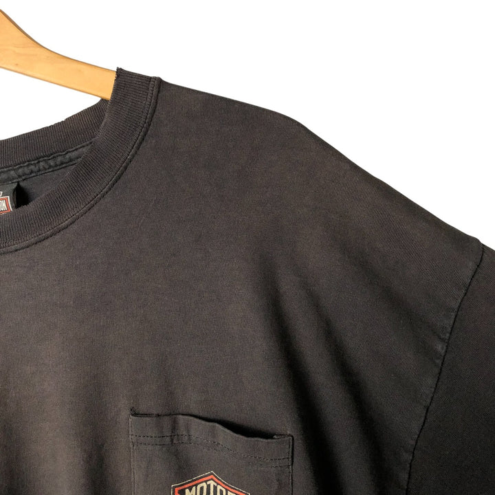 2000'S Harley-Davidson Motorcycle Eagle Pattern Fire Pattern Long Sleeve T-Shirt Made in USA cotton Charcoal Vintage Second Hand