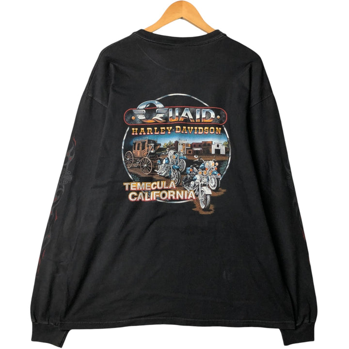 Vintage 90'S Harley-Davidson Motorcycle Tribal Long Sleeve T-Shirt, Made in USA, Men's Size XL cotton black type Vintage Second Hand