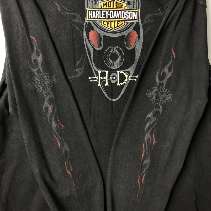 Vintage 90'S Harley-Davidson Motorcycle Tribal Long Sleeve T-Shirt, Made in USA, Men's Size XL cotton black type Vintage Second Hand