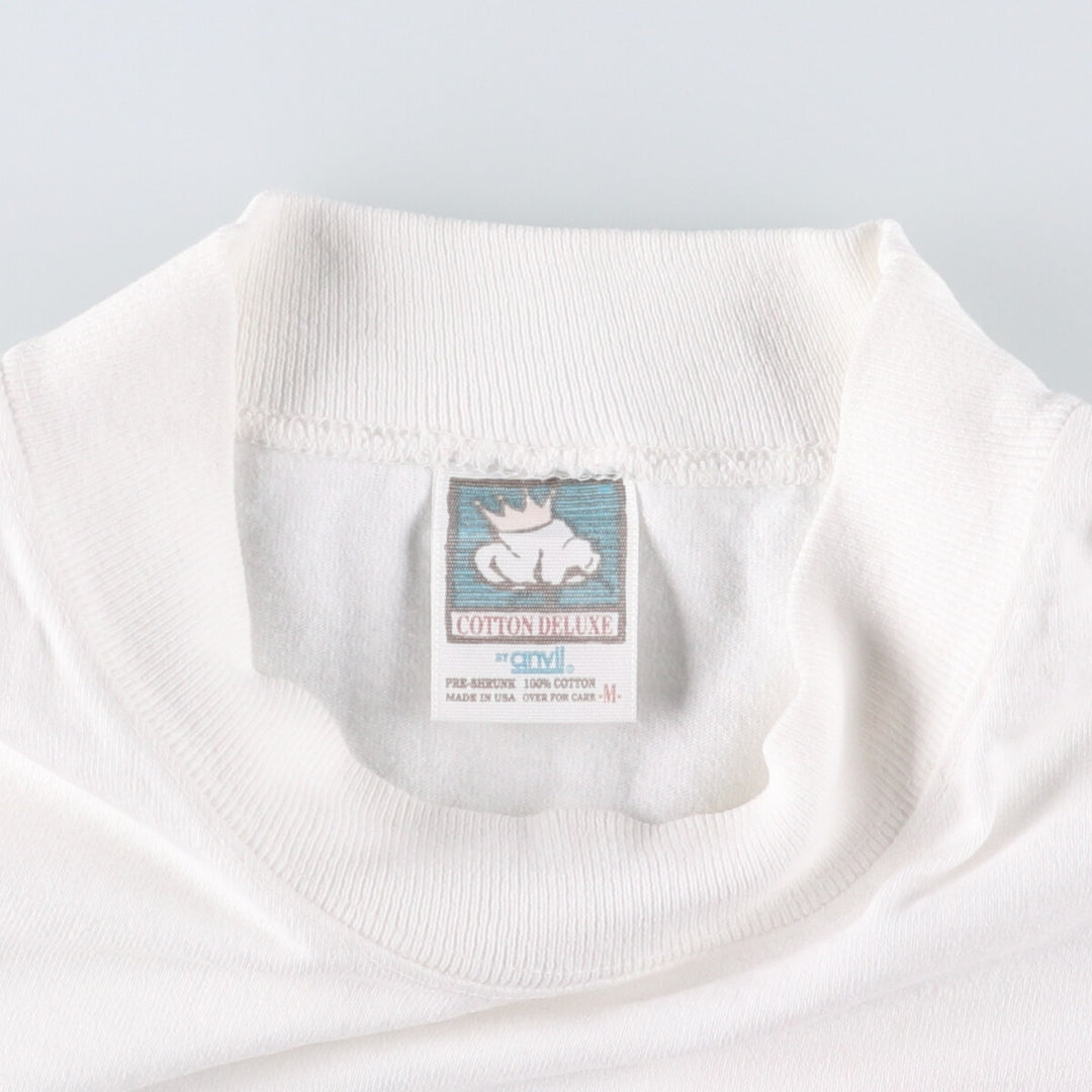 Vintage 90'S Anvil Apple Multimedia Program Promo Mock Neck Long Sleeve T-Shirt, Made in USA, Men's Size Medium cotton white type Vintage Second Hand