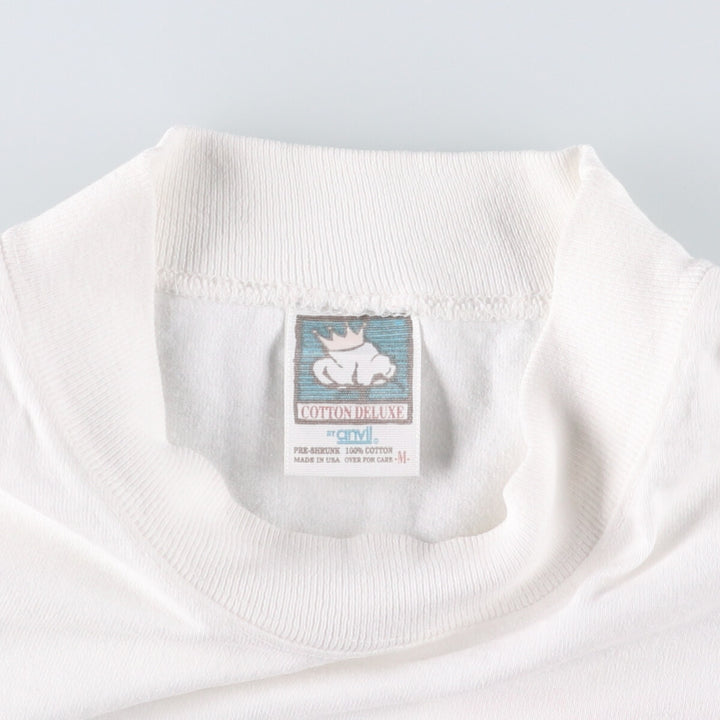 Vintage 90'S Anvil Apple Multimedia Program Promo Mock Neck Long Sleeve T-Shirt, Made in USA, Men's Size Medium cotton white type Vintage Second Hand