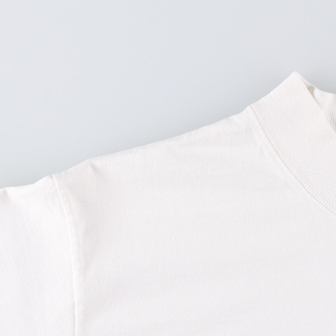 Vintage 90'S Anvil Apple Multimedia Program Promo Mock Neck Long Sleeve T-Shirt, Made in USA, Men's Size Medium cotton white type Vintage Second Hand