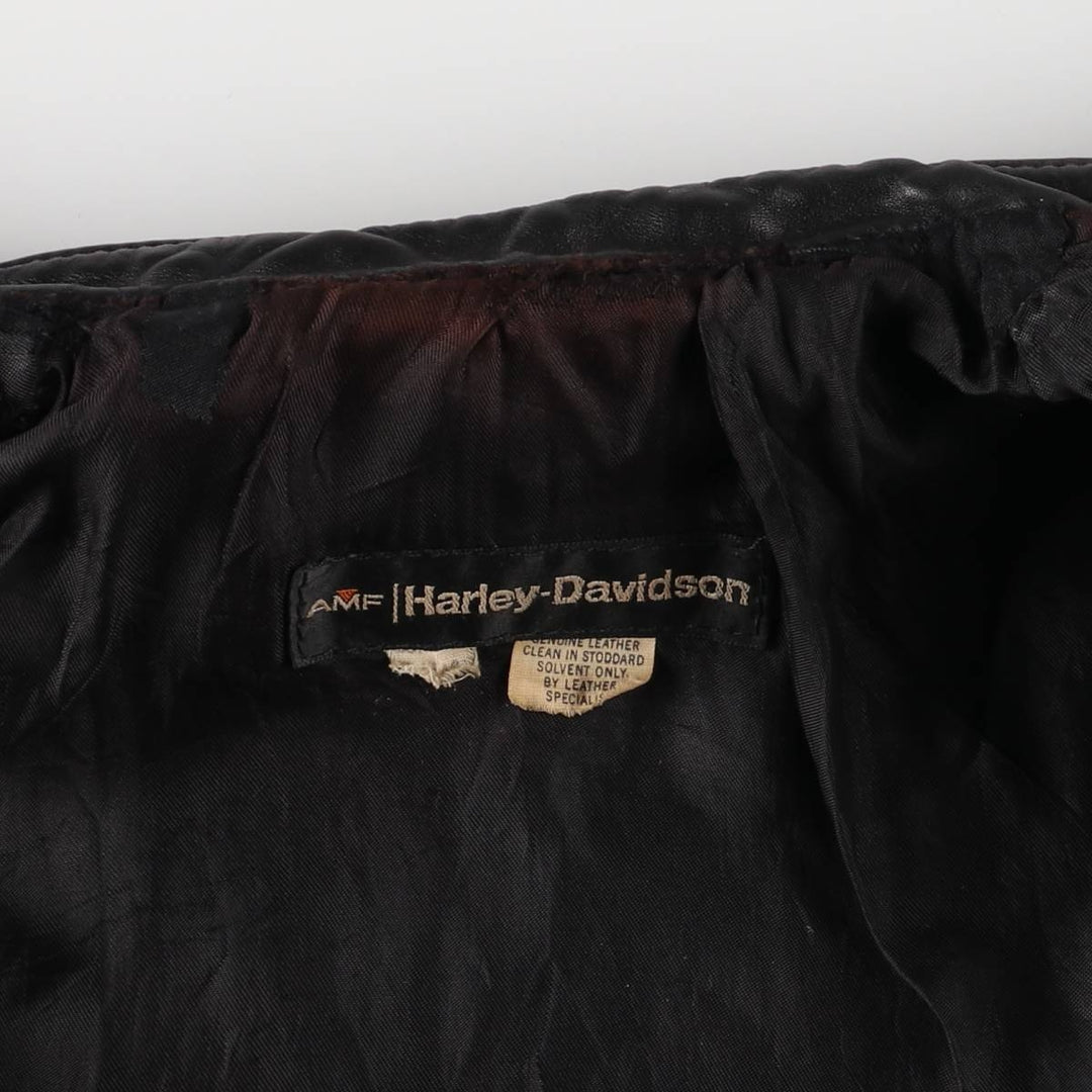 Vintage 70s-80'S Harley-Davidson AMF Single Rider Jacket, Men's Size L genuine leather black type Vintage Second Hand