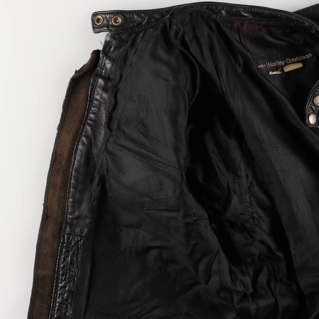 Vintage 70s-80'S Harley-Davidson AMF Single Rider Jacket, Men's Size L genuine leather black type Vintage Second Hand