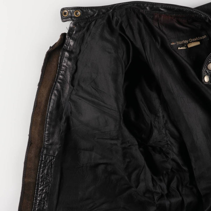 Vintage 70s-80'S Harley-Davidson AMF Single Rider Jacket, Men's Size L genuine leather black type Vintage Second Hand