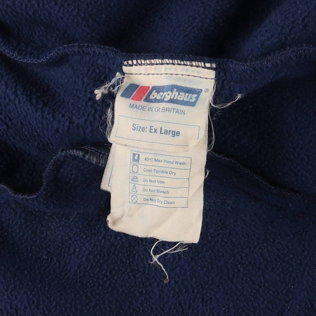 1980'S Berghaus fleece jacket, made in the UK, men's size L, vintage polyester navy blue type Vintage Second Hand