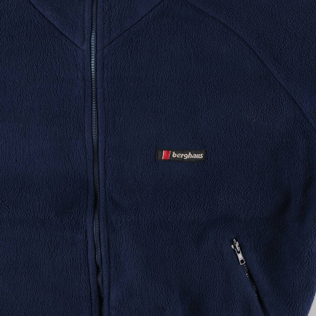 1980'S Berghaus fleece jacket, made in the UK, men's size L, vintage polyester navy blue type Vintage Second Hand