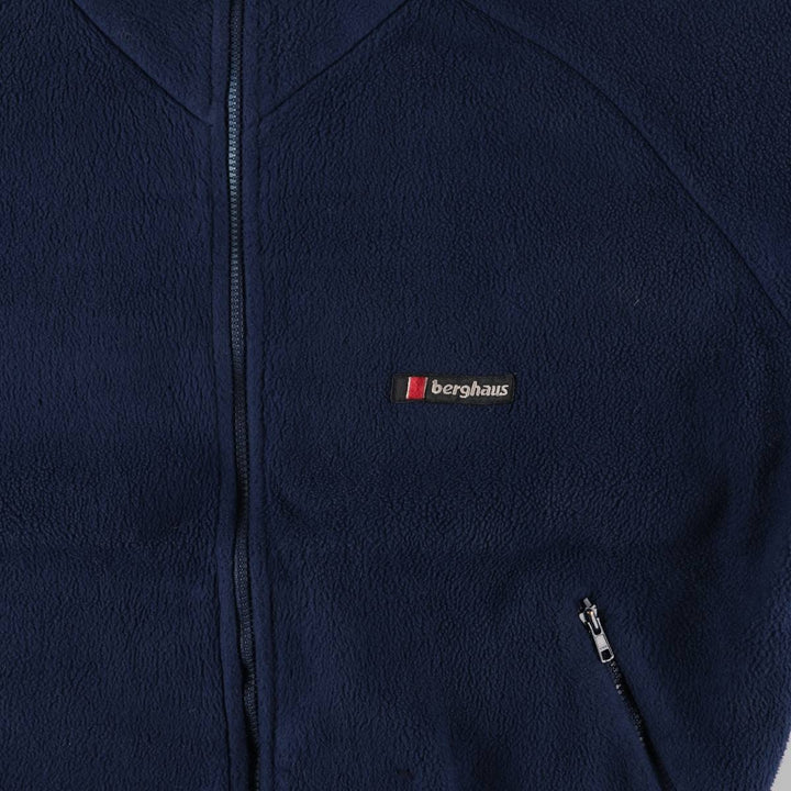 1980'S Berghaus fleece jacket, made in the UK, men's size L, vintage polyester navy blue type Vintage Second Hand