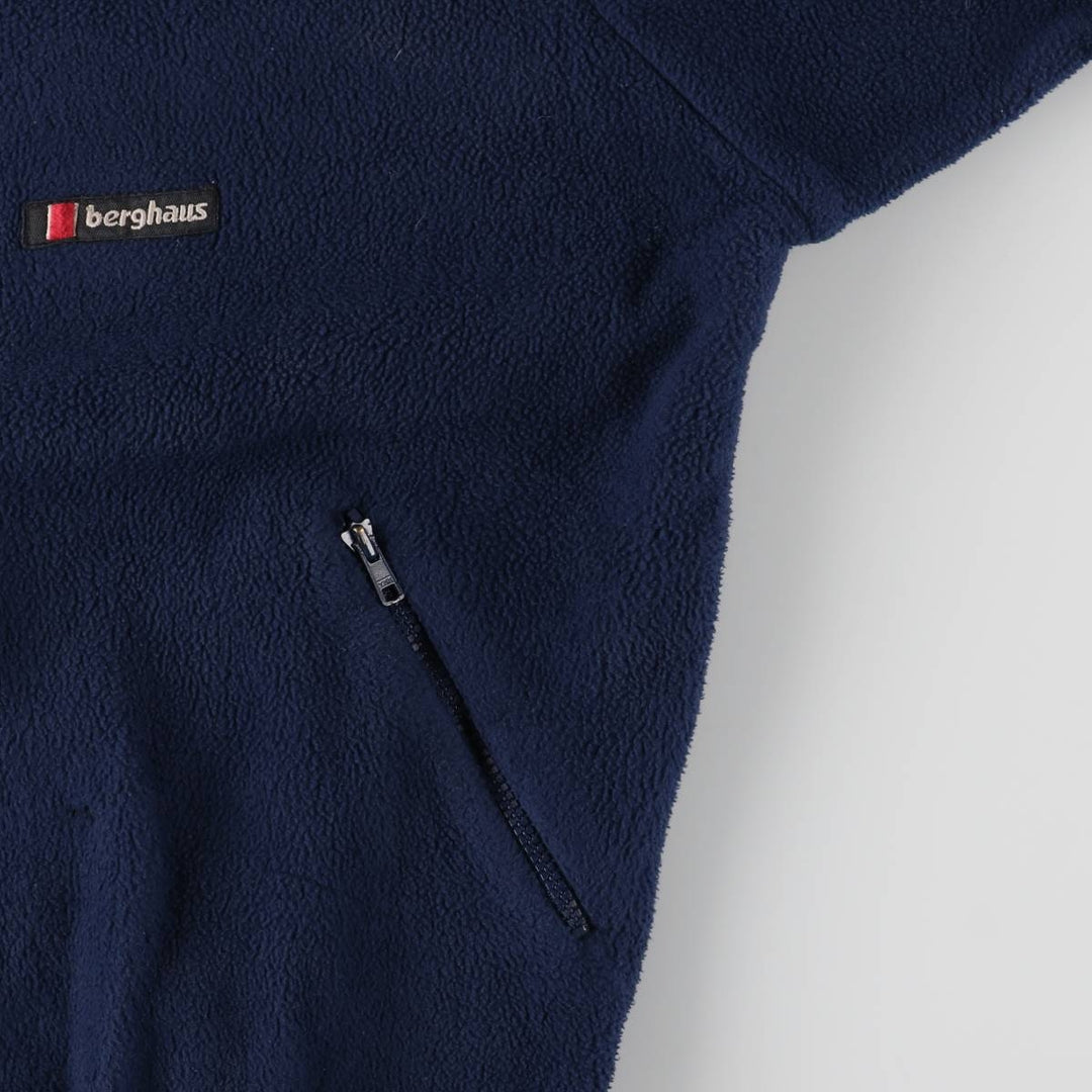 1980'S Berghaus fleece jacket, made in the UK, men's size L, vintage polyester navy blue type Vintage Second Hand
