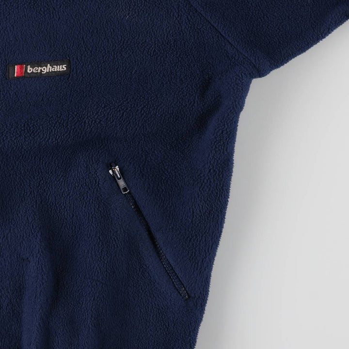 1980'S Berghaus fleece jacket, made in the UK, men's size L, vintage polyester navy blue type Vintage Second Hand