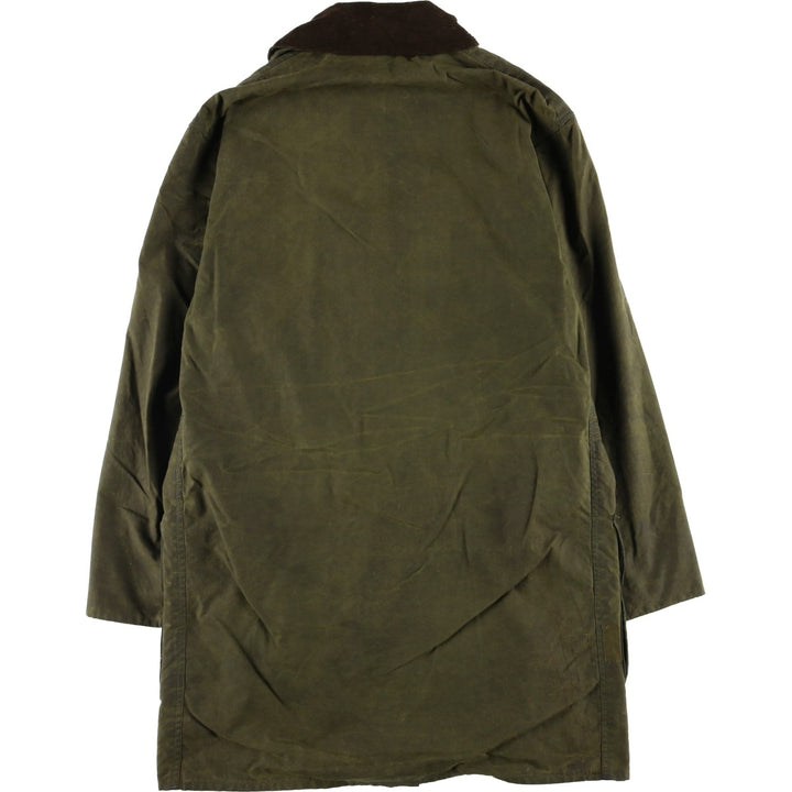 1980'S Barbour BORDER 2 Warrant Waxed Cotton Oiled Jacket, Made in England, Men's Size Small unclear Khaki type Vintage Second Hand
