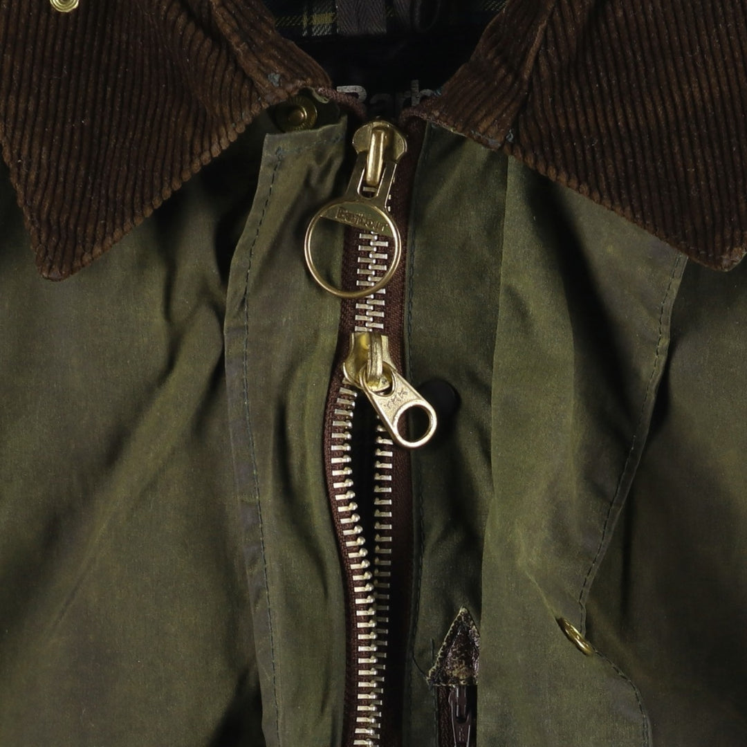 1980'S Barbour BORDER 2 Warrant Waxed Cotton Oiled Jacket, Made in England, Men's Size Small unclear Khaki type Vintage Second Hand