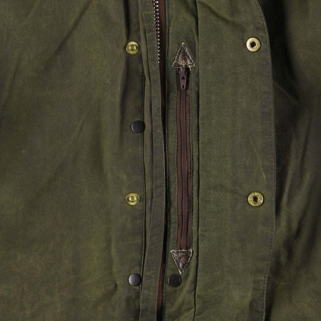 1980'S Barbour BORDER 2 Warrant Waxed Cotton Oiled Jacket, Made in England, Men's Size Small unclear Khaki type Vintage Second Hand