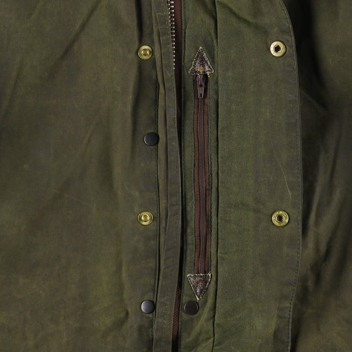 1980'S Barbour BORDER 2 Warrant Waxed Cotton Oiled Jacket, Made in England, Men's Size Small unclear Khaki type Vintage Second Hand