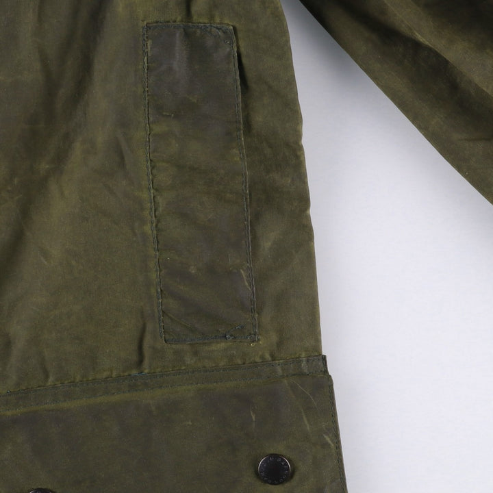1980'S Barbour BORDER 2 Warrant Waxed Cotton Oiled Jacket, Made in England, Men's Size Small unclear Khaki type Vintage Second Hand