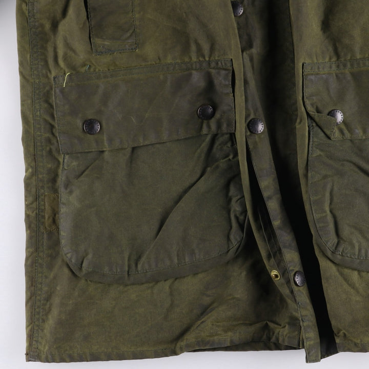 1980'S Barbour BORDER 2 Warrant Waxed Cotton Oiled Jacket, Made in England, Men's Size Small unclear Khaki type Vintage Second Hand
