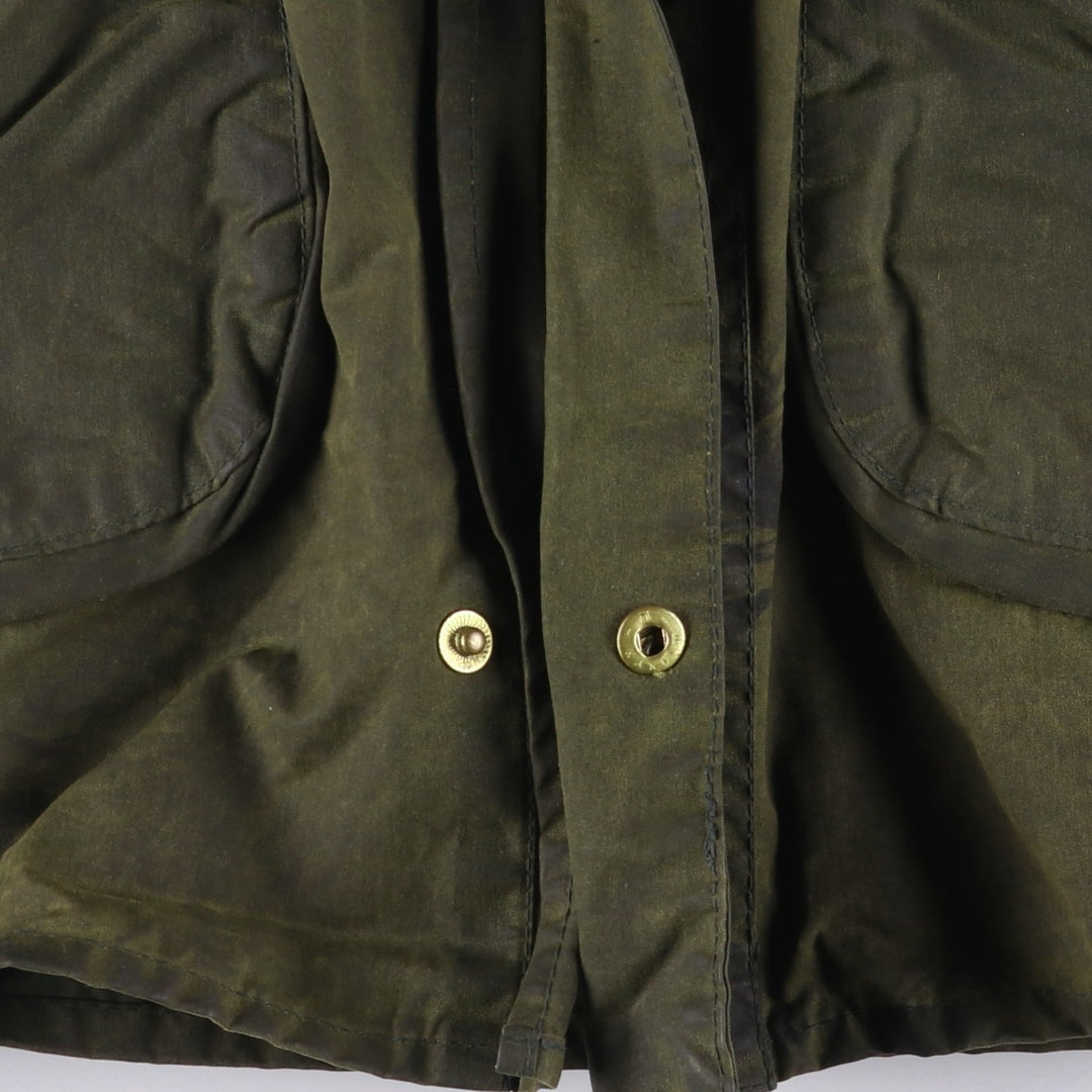 1980'S Barbour BORDER 2 Warrant Waxed Cotton Oiled Jacket, Made in England, Men's Size Small unclear Khaki type Vintage Second Hand