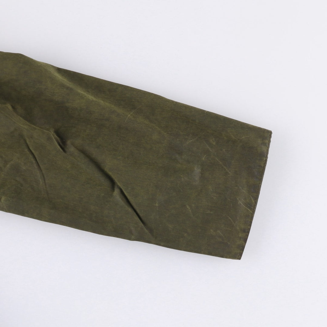 1980'S Barbour BORDER 2 Warrant Waxed Cotton Oiled Jacket, Made in England, Men's Size Small unclear Khaki type Vintage Second Hand