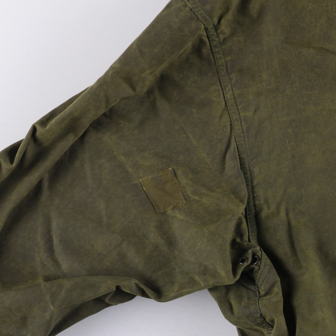 1980'S Barbour BORDER 2 Warrant Waxed Cotton Oiled Jacket, Made in England, Men's Size Small unclear Khaki type Vintage Second Hand