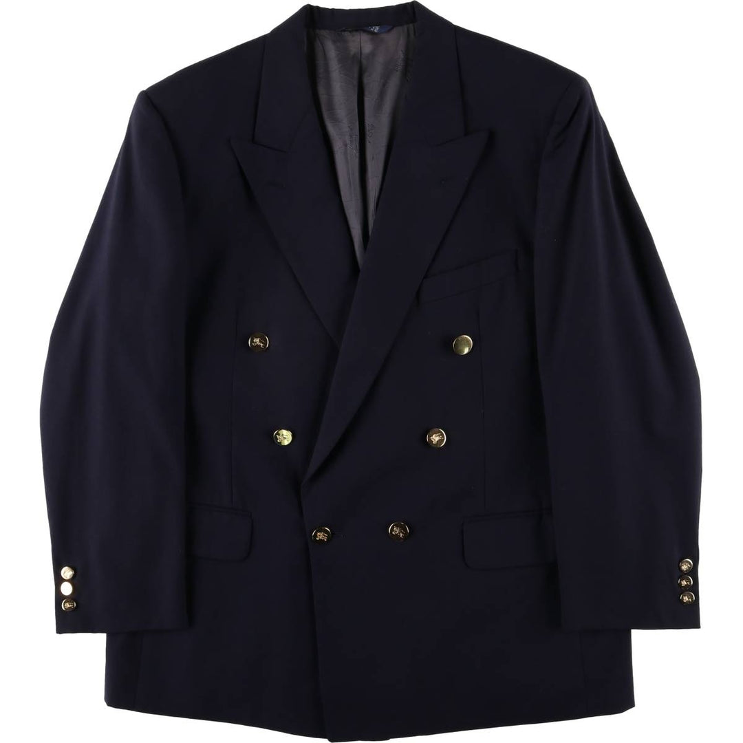 Burberry's peak lapel double-breasted wool tailored jacket, size L wool navy blue type Vintage Second Hand